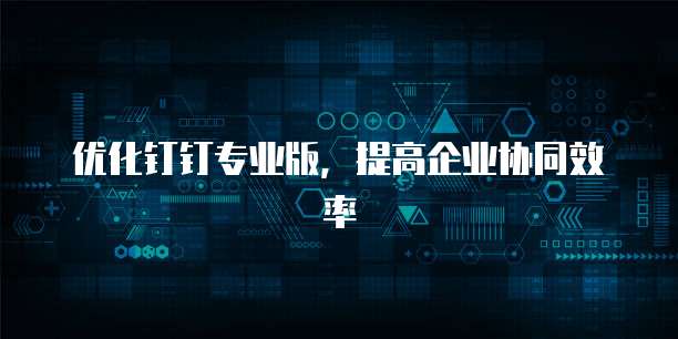 优化钉钉专业版,提高企业协同效率