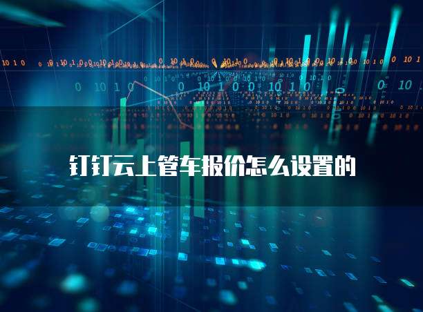 钉钉云上管车报价怎么设置的