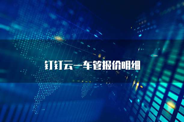 钉钉云一车管报价明细