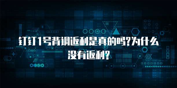 钉钉1号背调返利是真的吗?为什么没有返利?