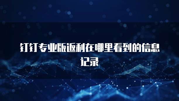 钉钉专业版返利在哪里看到的信息记录