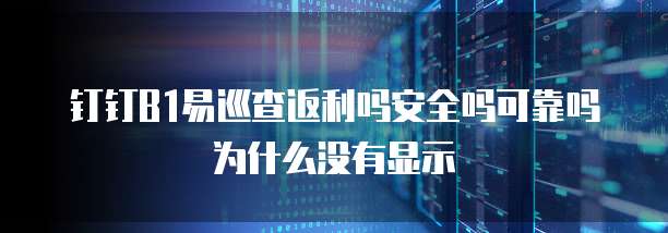 钉钉B1易巡查返利吗安全吗可靠吗为什么没有显示