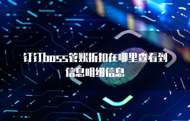 钉钉boss管账折扣在哪里查看到信息明细信息