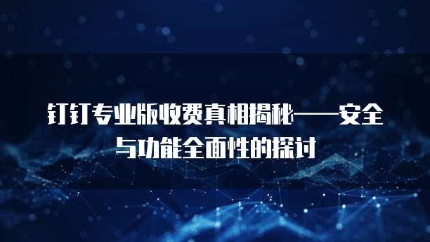 钉钉专业版收费真相揭秘——安全与功能全面性的探讨
