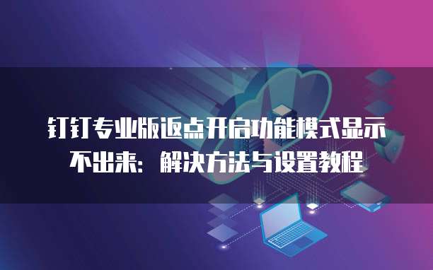 钉钉专业版返点开启功能模式显示不出来:解决方法与设置教程