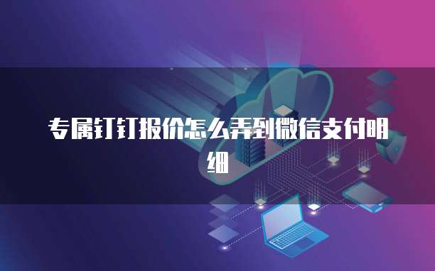 专属钉钉报价怎么弄到微信支付明细