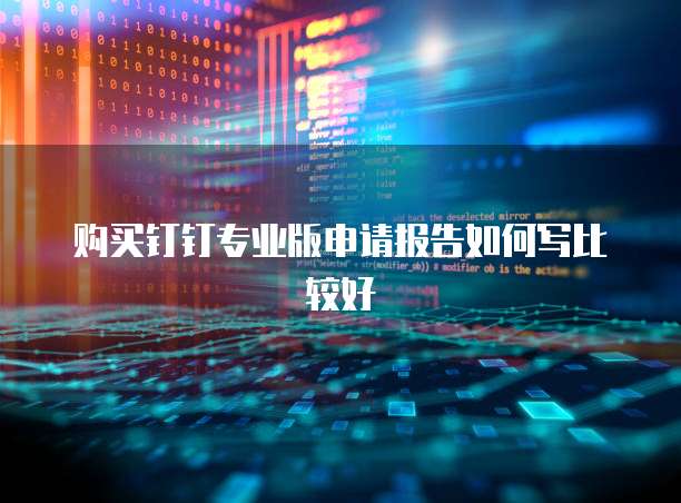 购买钉钉专业版申请报告如何写比较好