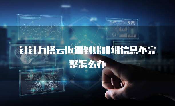 钉钉万搭云返佣到账明细信息不完整怎么办