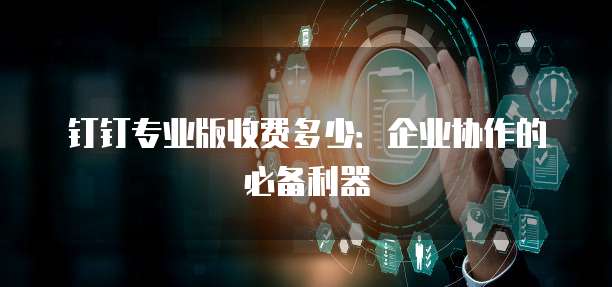 钉钉专业版收费多少:企业协作的必备利器