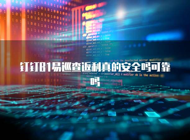 钉钉B1易巡查返利真的安全吗可靠吗