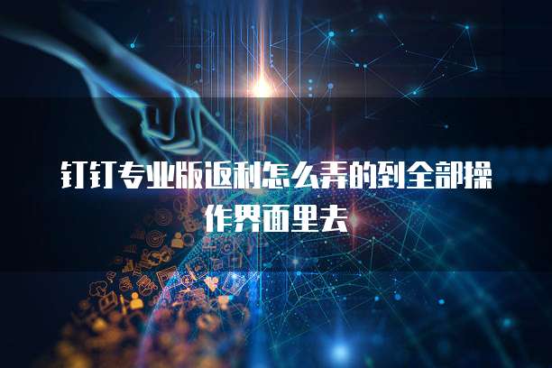 钉钉专业版返利怎么弄的到全部操作界面里去