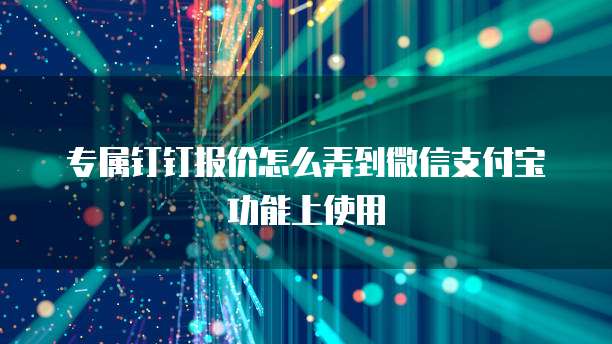 专属钉钉报价怎么弄到微信支付宝功能上使用