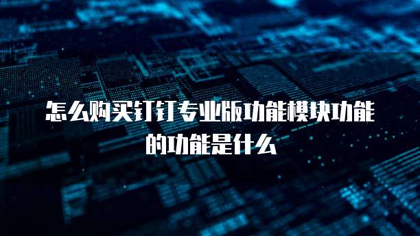 怎么购买钉钉专业版功能模块功能的功能是什么