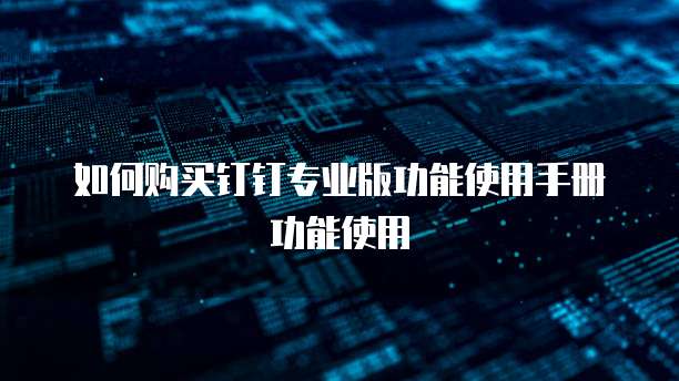 如何购买钉钉专业版功能使用手册功能使用
