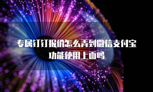 专属钉钉报价怎么弄到微信支付宝功能使用上面吗