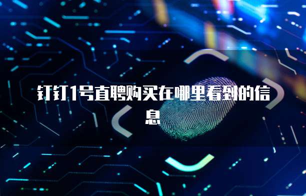 钉钉1号直聘购买在哪里看到的信息