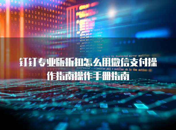 钉钉专业版折扣怎么用微信支付操作指南操作手册指南