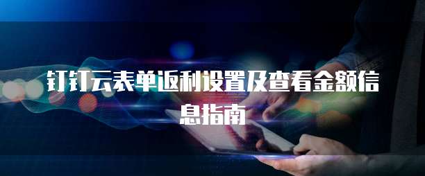 钉钉云表单返利设置及查看金额信息指南