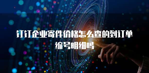 钉钉企业寄件价格怎么查的到订单编号明细吗