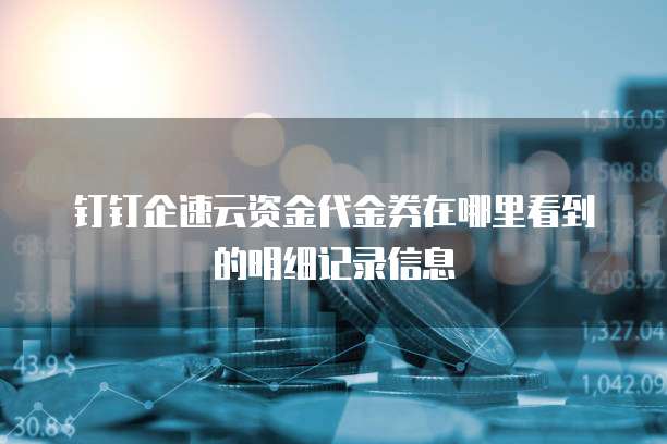 钉钉企速云资金代金券在哪里看到的明细记录信息