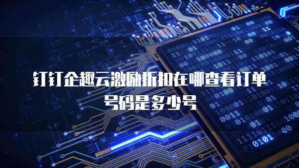钉钉企趣云激励折扣在哪查看订单号码是多少号