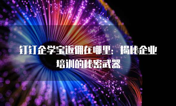 钉钉企学宝返佣在哪里:揭秘企业培训的秘密武器