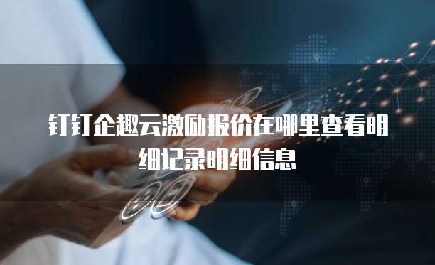 钉钉企趣云激励报价在哪里查看明细记录明细信息