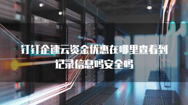 钉钉企速云资金优惠在哪里查看到记录信息吗安全吗