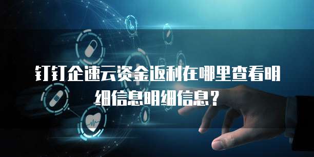 钉钉企速云资金返利在哪里查看明细信息明细信息?