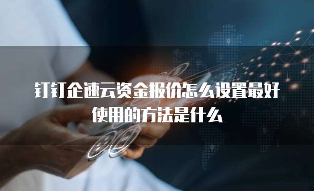 钉钉企速云资金报价怎么设置最好使用的方法是什么