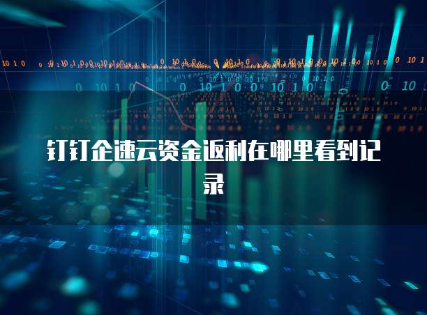 钉钉企速云资金返利在哪里看到记录