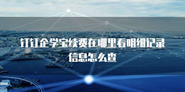 钉钉企学宝续费在哪里看明细记录信息怎么查
