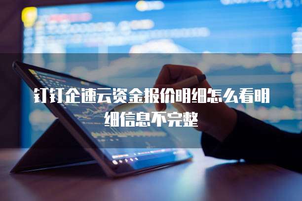 钉钉企速云资金报价明细怎么看明细信息不完整