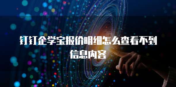 钉钉企学宝报价明细怎么查看不到信息内容