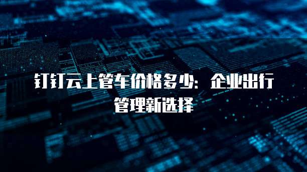 钉钉云上管车价格多少：企业出行管理新选择