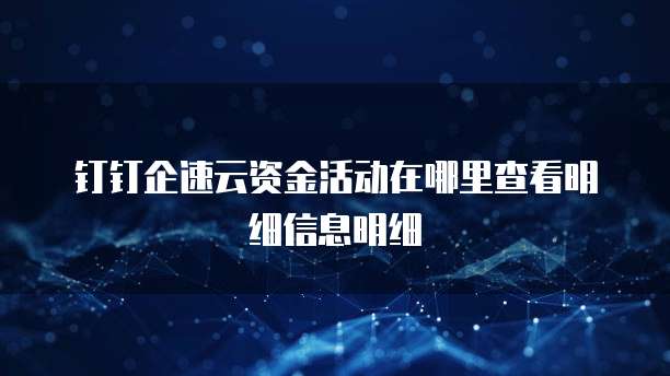 钉钉企速云资金活动在哪里查看明细信息明细