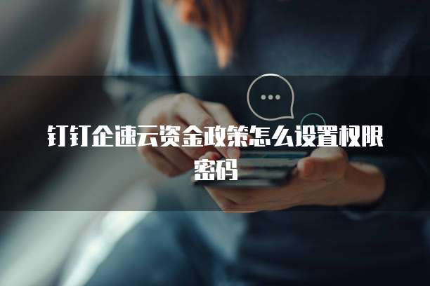 钉钉企速云资金政策怎么设置权限密码