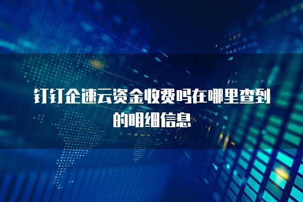 钉钉企速云资金收费吗在哪里查到的明细信息