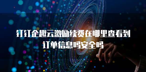 钉钉企趣云激励续费在哪里查看到订单信息吗安全吗