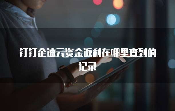 钉钉企速云资金返利在哪里查到的记录