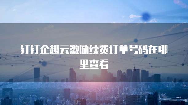 钉钉企趣云激励续费订单号码在哪里查看