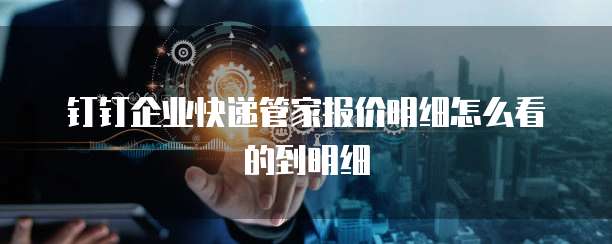 钉钉企业快递管家报价明细怎么看的到明细