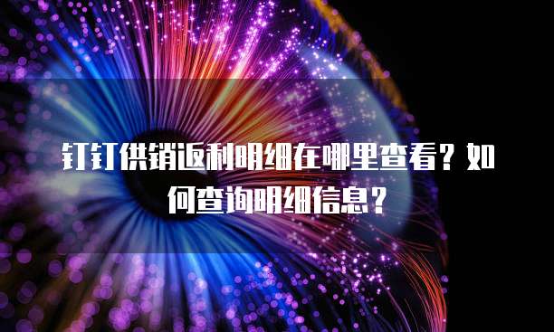 钉钉供销返利明细在哪里查看?如何查询明细信息?