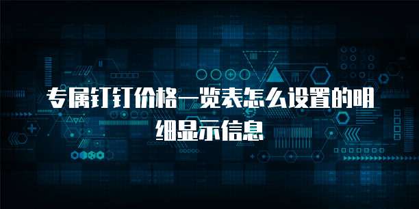 专属钉钉价格一览表怎么设置的明细显示信息