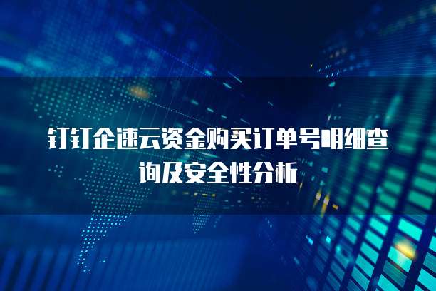 钉钉企速云资金购买订单号明细查询及安全性分析
