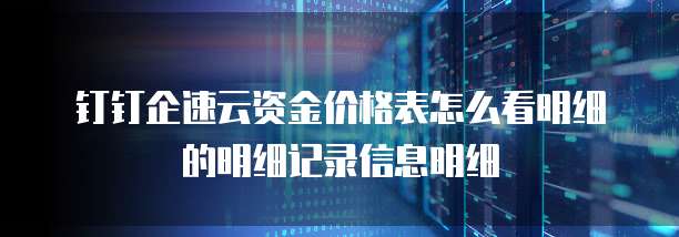 钉钉企速云资金价格表怎么看明细的明细记录信息明细