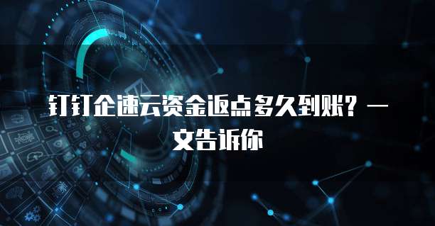 钉钉企速云资金返点多久到账?一文告诉你