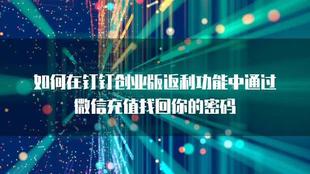 如何在钉钉创业版返利功能中通过微信充值找回你的密码