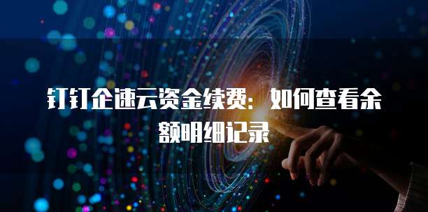 钉钉企速云资金续费:如何查看余额明细记录