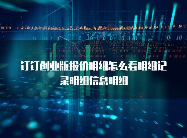 钉钉创业版报价明细怎么看明细记录明细信息明细
